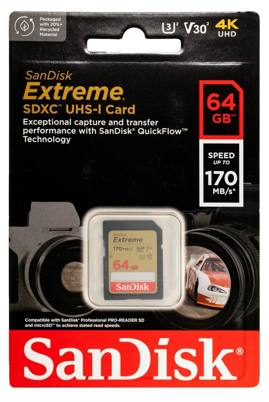 64 GB Extreme SanDisk SD Card Class 10 U3